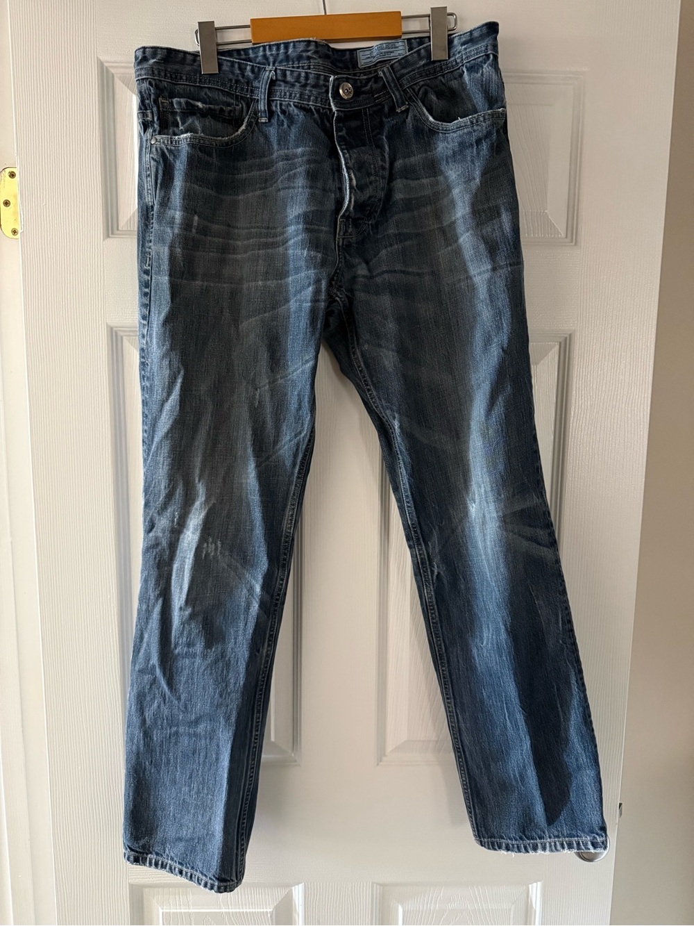 Jack and Jones Straight Leg Jeans in Washed Blue